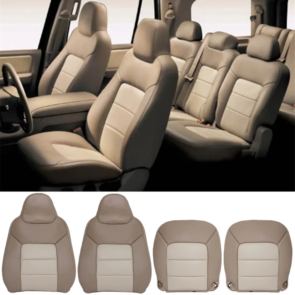 For 2003 2004 2005 2006 Ford Expedition Eddie Bauer Front Leather Seat Cover Tan - Image 4 of 4