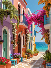 Seaside Flower House Diamond Art Kit 5D DIY Beach Cottage Painting