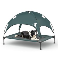 Outdoor Dog Bed with Canopy, Waterproof Outside Dog Cots Pet Bed with Removab...