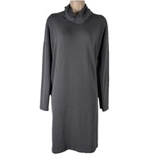 Cabi Sweater Dress Women's Small Long Sleeve Cowl Neck Above Knee Gray Knit