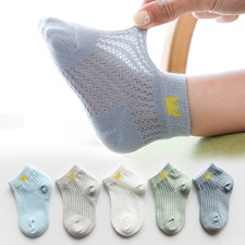 5 Pairs/lot Children Ultrathin Mesh Socks Baby Boys Girls Summer Cute Cotton Bre