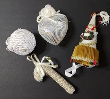 4 Vintage White Christmas Tree ornaments 1987 Kurt Adler John NICHOLE  Silvestri