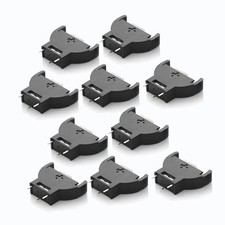 CR2032 Coin Cell Button Battery Holder Socket 3-Pin Solder PCB Mount Case Black