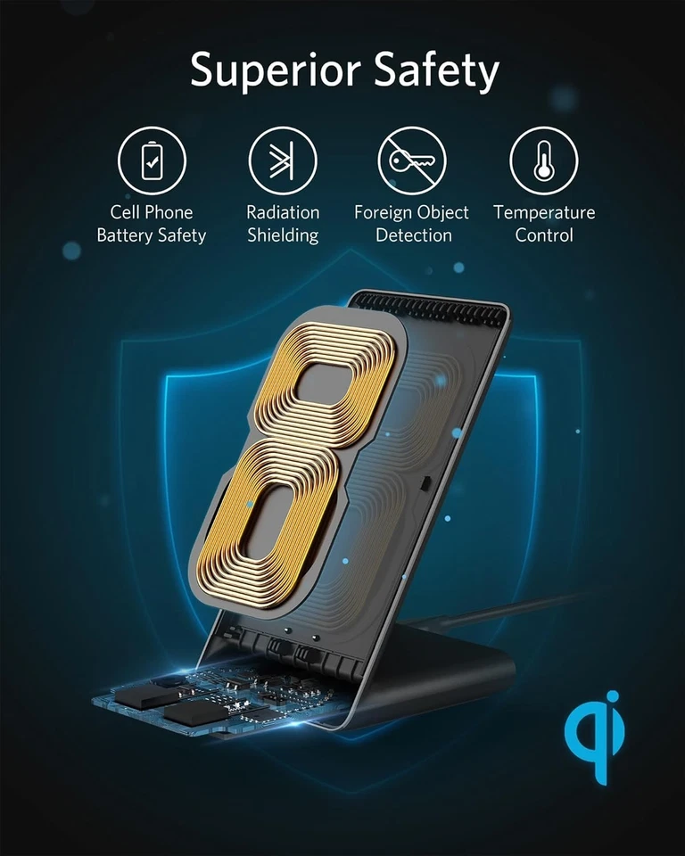 Soporte de carga inalámbrico Anker 313, certificado Qi para iPhone 16/16 Pro/16 Pro Max/ Foto 4 de 4