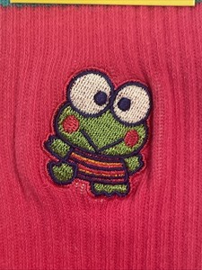 CUTE! Embroidered Keroppi Socks Sanrio Dumbgood Hello Kitty Color Block NWT OSFM