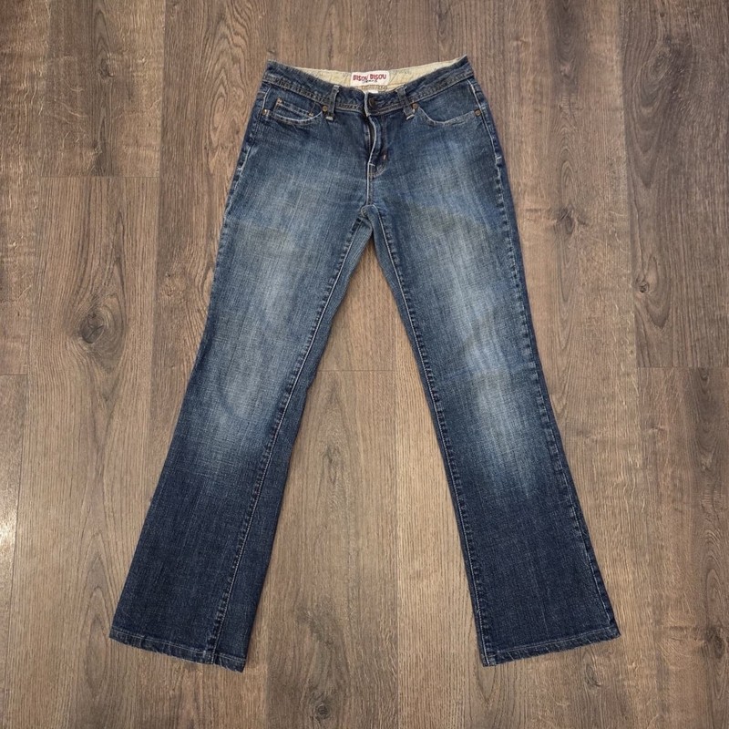 Bisou Bisou Bootcut Blue Stretch Denim Jeans Women Button Zip Pockets