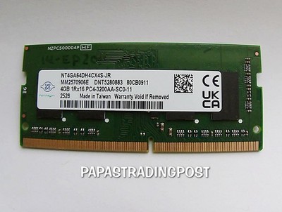 Nanya NT4GA64DH4CX4S-JR / 4gb Ram Memory DDR4-3200 PC4-3200A SO-DIMM DDR4