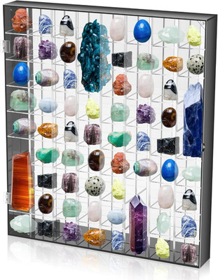 Adjustable 72-Grid Acrylic Display Case for Collectibles with Magnetic Door