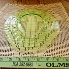 Vintage Anchor Hocking Green Vaseline Glass Block Optic 8 in Plate