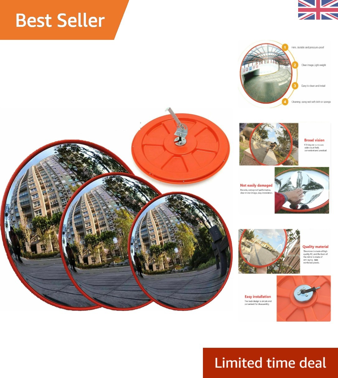 Versatile 30cm Unbreakable Blind Spot Mirror - 130-Degree Road Safety Solution