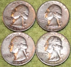 1956-D, 1957-D, 1957-D & 1958-D Washington Quarters