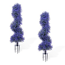 UV-Resistant & Weatherproof Artificial Lavender Spiral Topiary Trees Set 2🌿