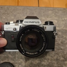 Olympus OM10 Film Camera & 50mm F1.8 Lens, and accessories 