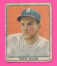 UPSIDE-DOWN BACK R336 ERROR CARD #1 EDDIE MILLER 1941 PLAYBALL LOW GRADE *TPHLC