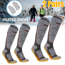 Heated Socks Rechargeable Electric Feet Warmer Winter Skiing Hunting 2 Battery