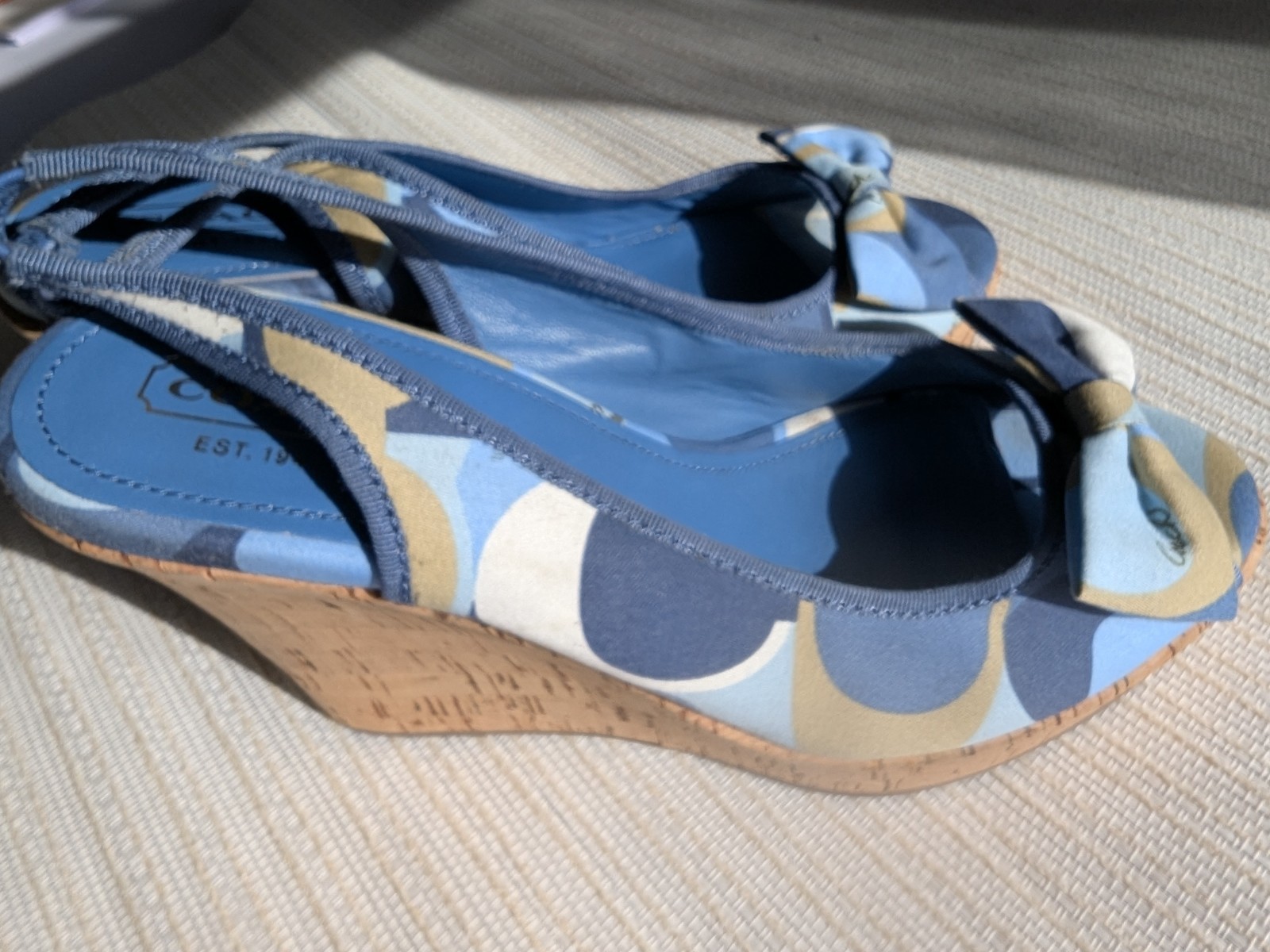 Coach Blue/Tan "Gwynnie" Signature Pattern Wedges… - image 2