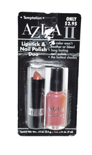 Vtg Y2K Aziza II Lipstick & Nail Polish Duo Temptation Prop NOS New Old Stock