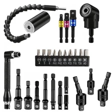 31Piece 105 Degree Right Angle Drill Socket Adapter Flexible Shaft Extension Bit