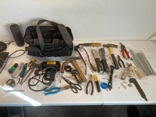 Mixed Hand Tool Lot Vintage And Modern Pliers Hammers Cutter Hacksaw More