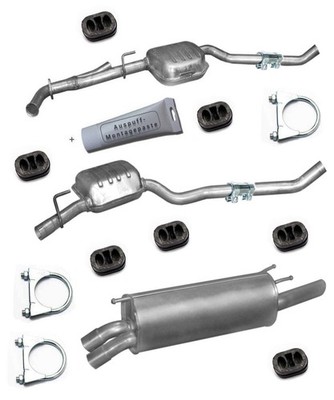 Auspuff + Mont. 2x Mitteltopf 1x Endtopf Opel Omega B 2.2i Caravan  06/99-07/03