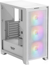 White ATX Mid-Tower Gaming PC Case with RGB Fans  Tempered Glass Panel