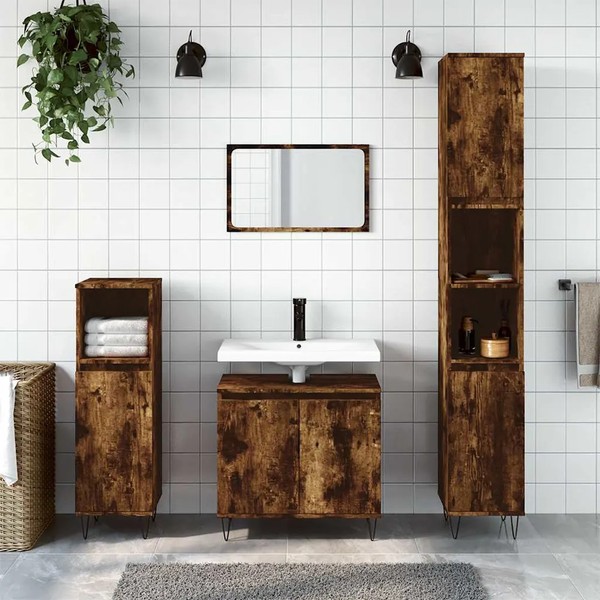 Waschbeckenunterschrank RäUchereiche Holzwerkstoff 58X33X60 Cm-image