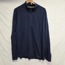 Smartwool Merino 250 Base Layer 1/4 Zip Mens XXL Navy Blue Long Sleeve Quarter