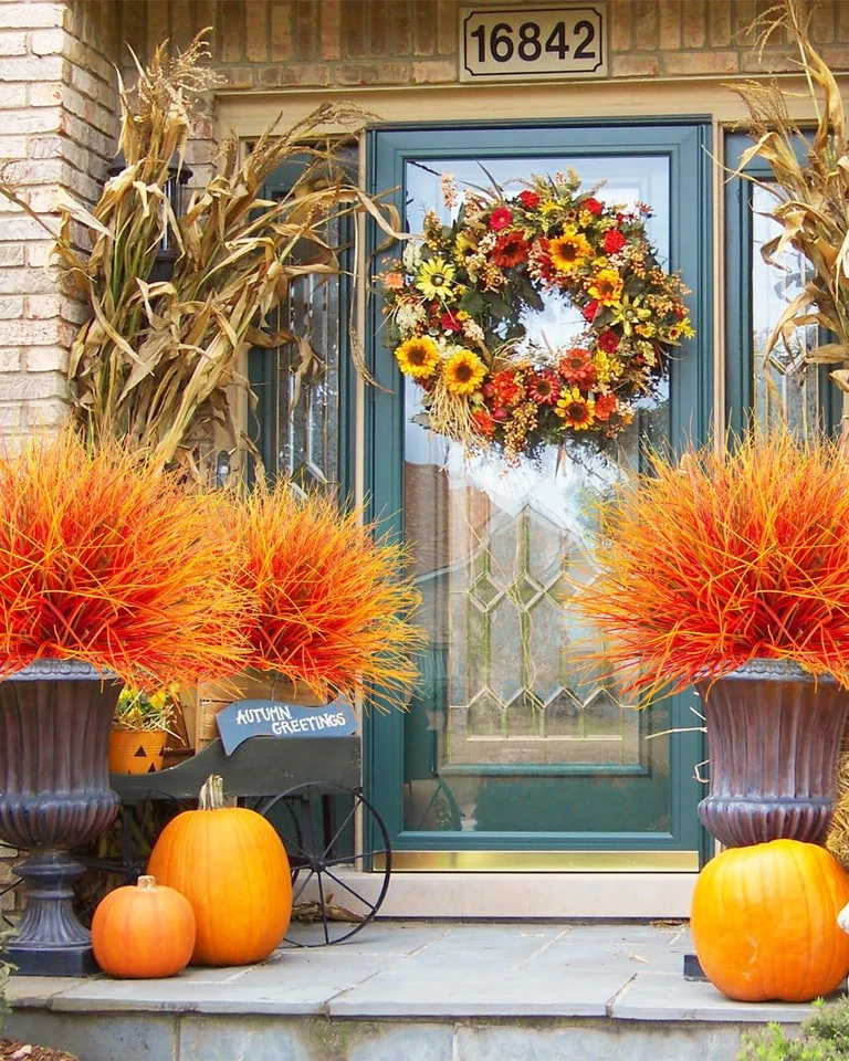 36 шт. искусственная осенняя трава растения уличные искусственные осенние цветы устойчивые к ультрафиолетовому излучению осенние - Изображение 2 из 4