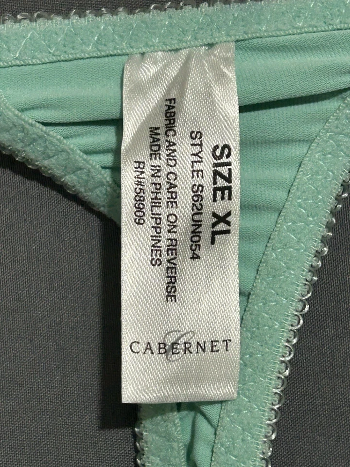 Cabernet G-String Thong Panty Sz XL Green Floral Jacquard Foto 4 de 4