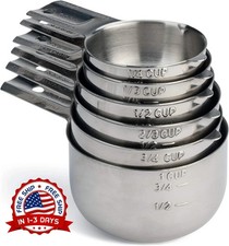 Tazas Y Cucharas Medidoras De Acero Inoxidable, Juego De 6 Medidas NUEVO US