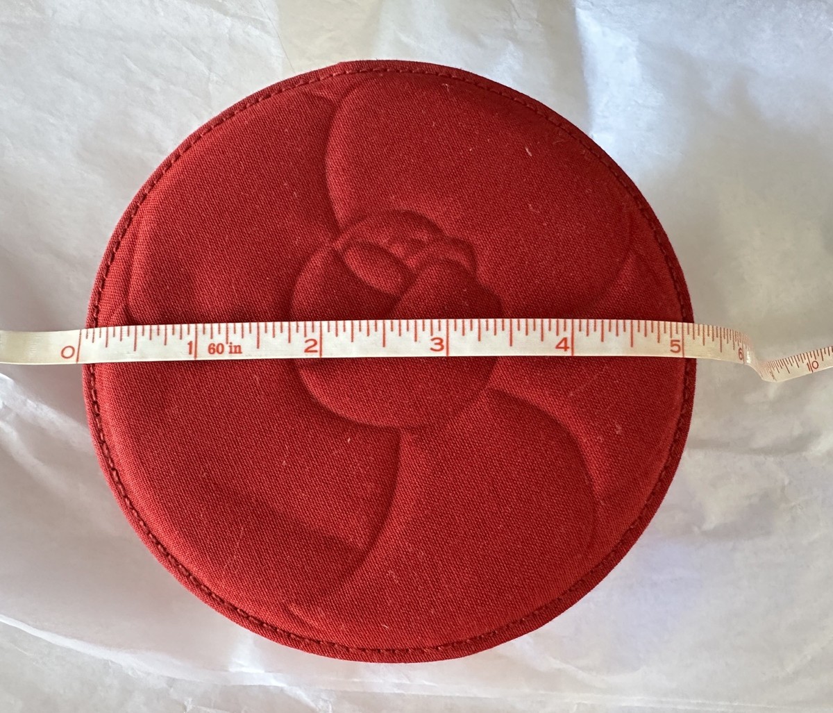 Chanel Beauty Red Round Camellia Vanity Travel Mini Makeup Case No