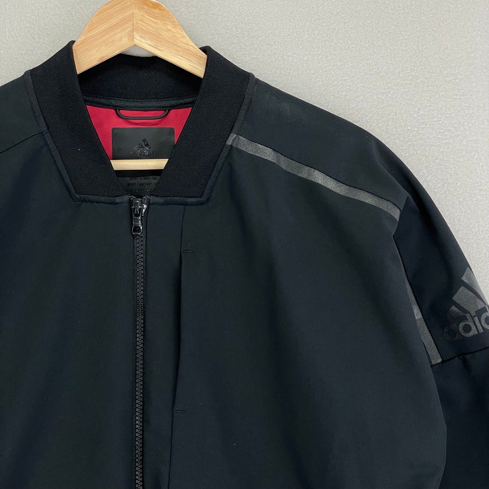 adidas ZNE Bomber Jacket Mens Medium Black Performance Tech Water Repellant thumbnail 2