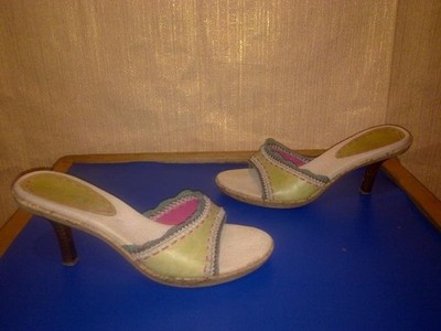 Women Nine West Heels Green Leather 38