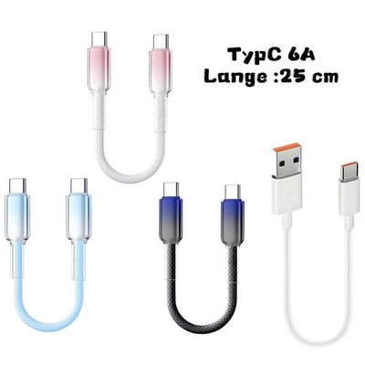 120W PD 6A Kurz USB-C auf USB-C Daten und LadeKabel USB Schnellladefunktion 25cm