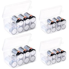 Battery Storage Box Set For C And D Cells Clear Plastic Holder 4 Pack