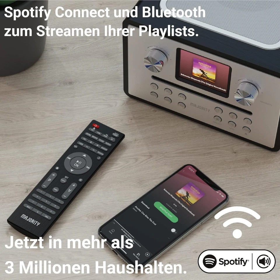 Radio por Internet CD. DAB+, BT, mando a distancia, Majority Homerton 2, negr... - Imagen 3 de 4