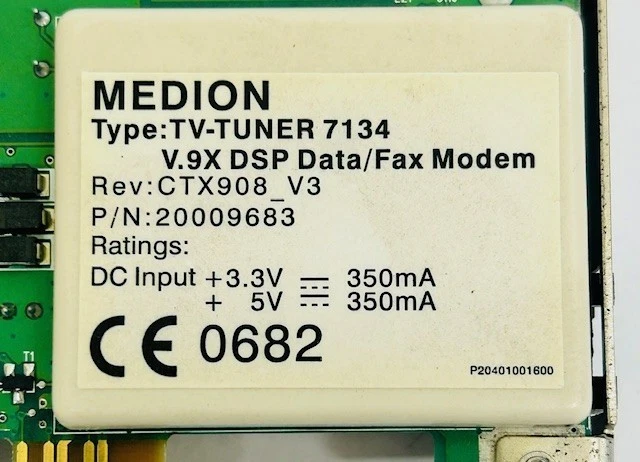 Medion CTX908_V3 20009683 Philips FMD1216ME/I Data/Fax Modem PCI TV-Tuner Card - Image 3 of 4