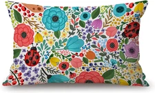Colorful Summer  and Flowers Lumbar Throw Pillow Cover 12x20 Inch Decorative Bed