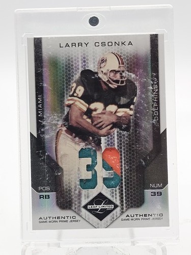 LARRY CSONKA 2007 LEAF LIMITED GAME-WORN PRIME JERSEY PATCH /39 DOLPHINS Q7188