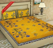 Traditional Jaipuri Print 1 Double Bed Sheet With 2 Pillowcase 100