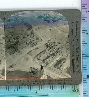 Down from Great Pyramid upon Sphinx Egypt Keystone Stereoview