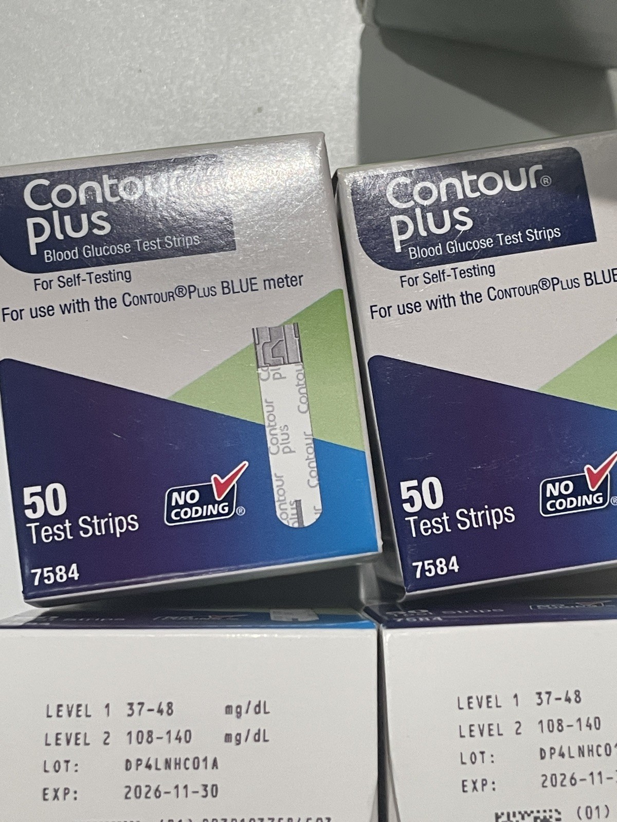 Contour Plus Blood Glucose 200 Test Strips (4 Boxes Of 50 Count) Exp 11/30/2026