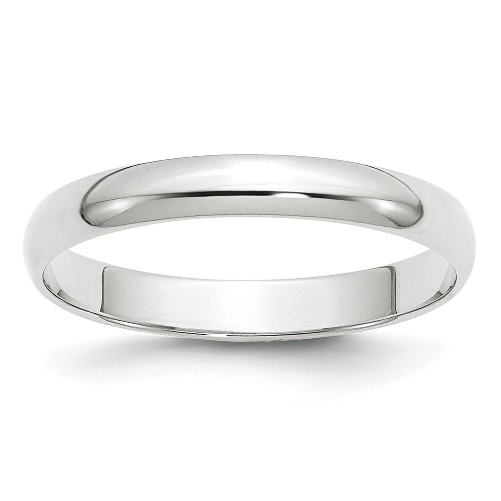 10k White Gold 3mm Lightweight Half Round Wedding Band Ring Size 9