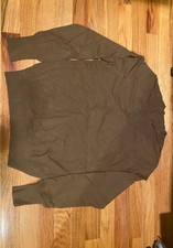 Women's Dark Brown V-Neck Knit Long Sleeve Sweater Pullover Pre-Owned
