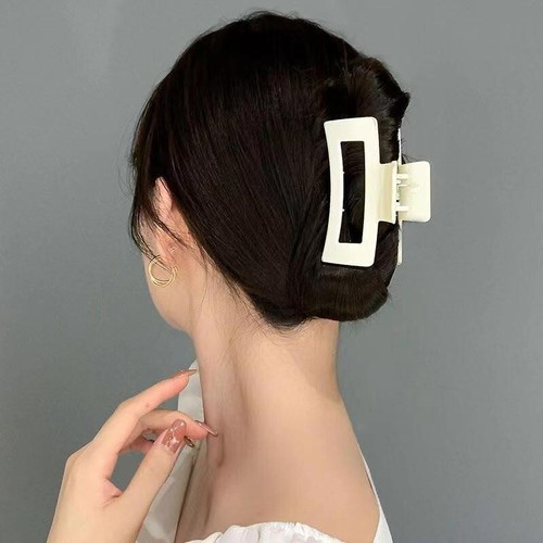 Women's milky white hair clip womens large size grab clip back of head