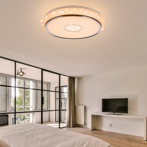 Plafoniera Lampadario Camera Letto Telecomando Cristalli Cct 1x LED - Foto 5 di 12