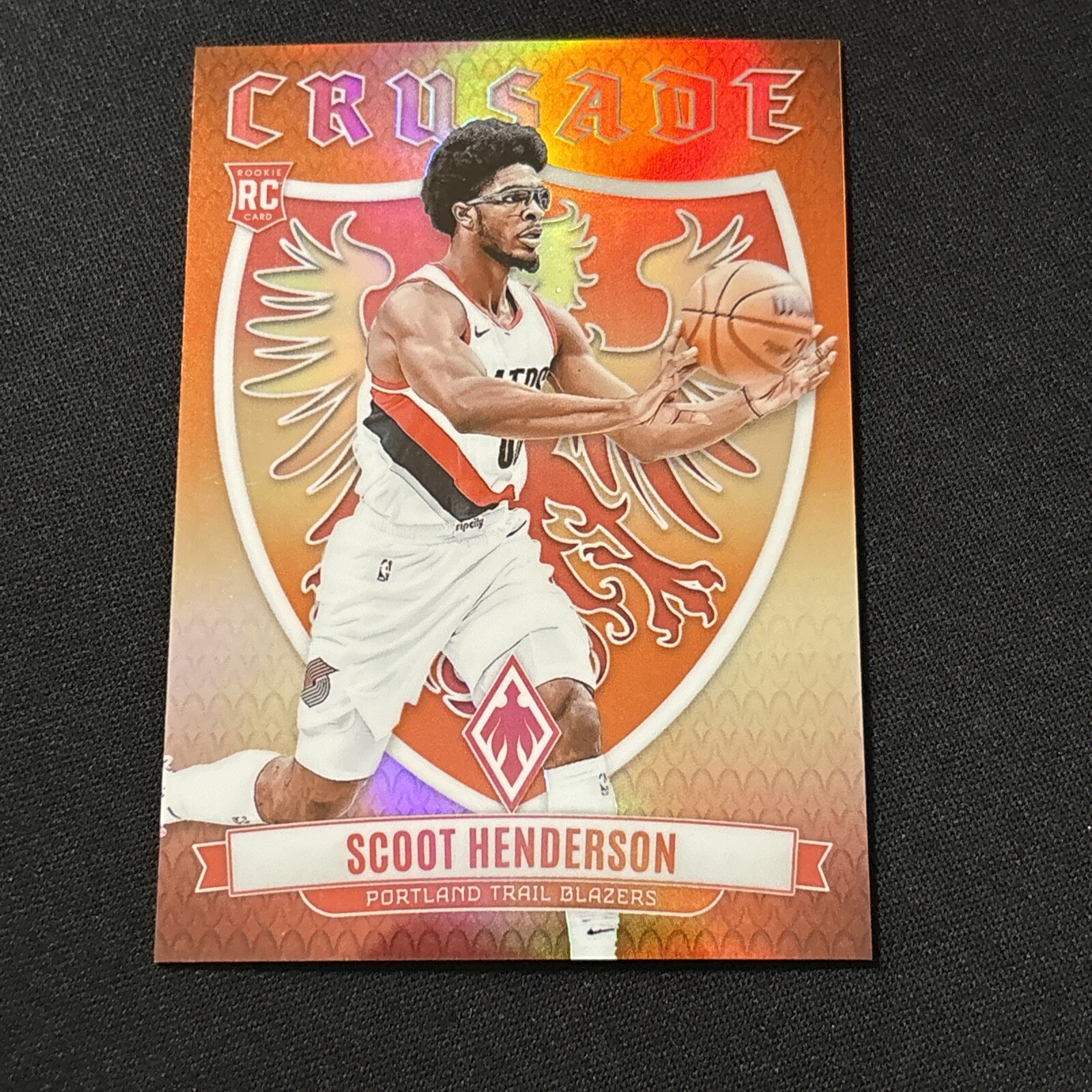 2023-24 Panini Phoenix Scoot Henderson Crusade Insert Orange /49 #23 Rookie SSP