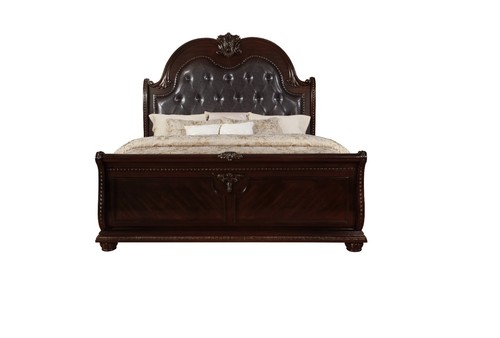 Classic Vintage Style Luxury 4pc Bedroom Set Furniture Brown Finish Queen Size - Picture 3 of 9