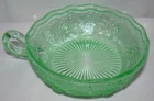 Westmoreland Green Depression Glass Bowl W/Handle Grape Pattern