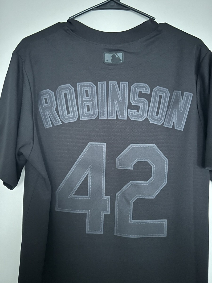 MLB NIKE MENS BROOKLYN DODGERS JACKIE ROBINSON #42 BLACKOUT JERSEY SMALL  RARE